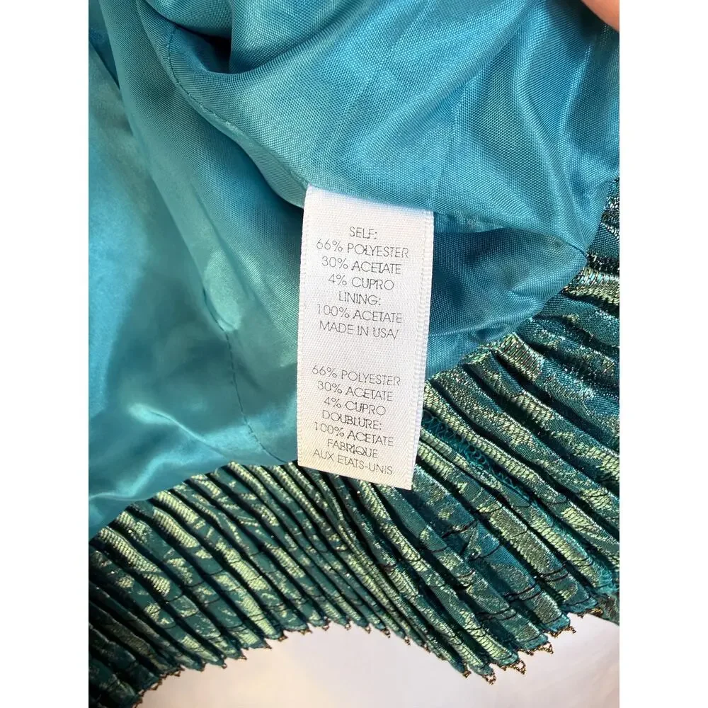 Nanette Lepore Blue Metallic Gold Floral Brocade Formal Jacket Blazer, M, 10 - Picture 5 of 6